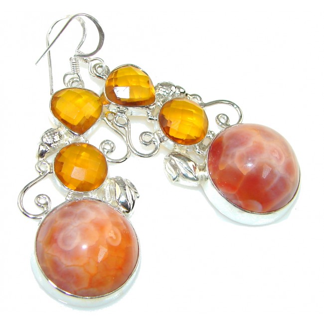 Instant Classic! Orange Mexican Fire Agate Sterling Silver earrings