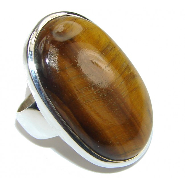 Secret Chamber! AAA Brown Tigers Eye Sterling Silver Ring s. 7 1/4