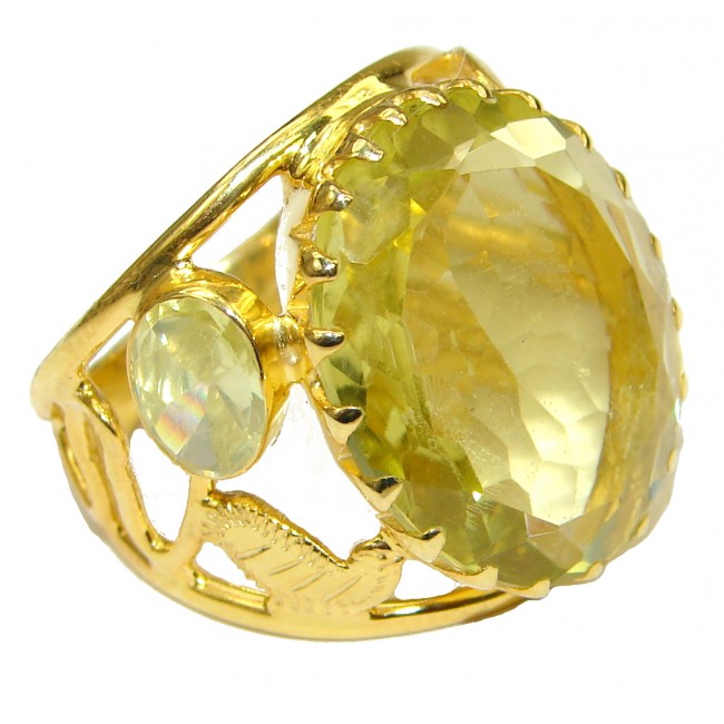 Excelusive! Natural Yellow Citrine, Gold Plated Sterling Silver Ring s. 9