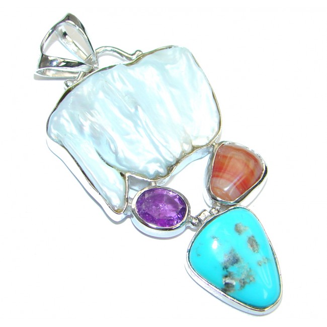 Aura Of Beauty!! Mother Of Pearl Sterling Silver Pendant