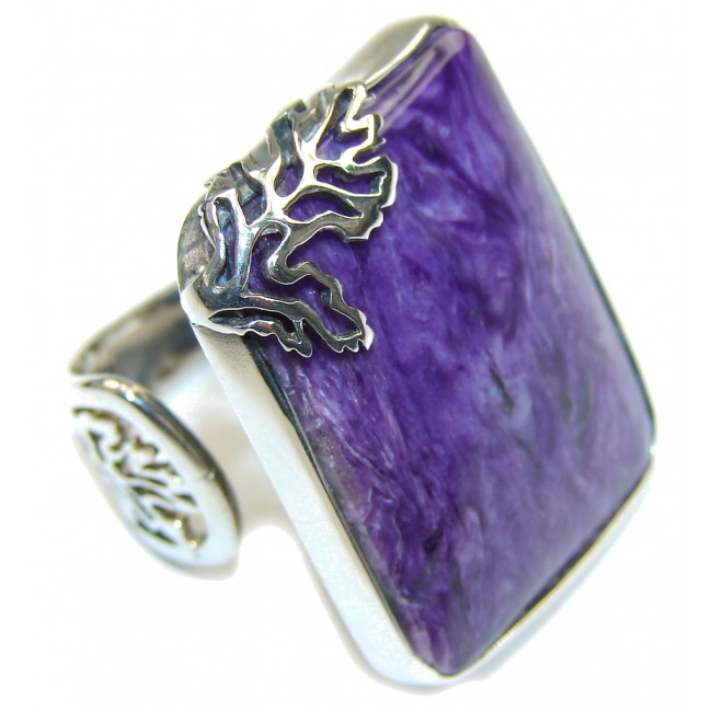 Amazing Purple Charoite Sterling Silver Ring s. 8- adjustable