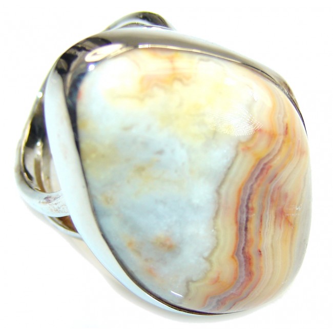 Big! Excellent Crazy Lace Agate Sterling Silver Ring s. 8 - Adjustable
