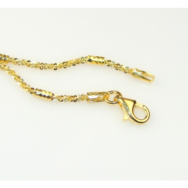 Gold Plated 18K Sterling Silver Italian Twisted Rock Chain 18'' 2mm W