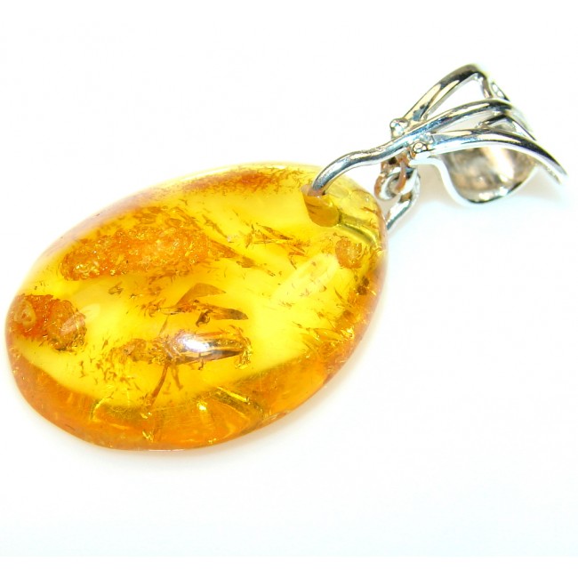 Simple Polish Amber Sterling Silver Pendant