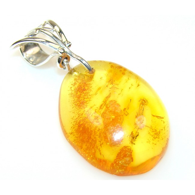 Simple Polish Amber Sterling Silver Pendant
