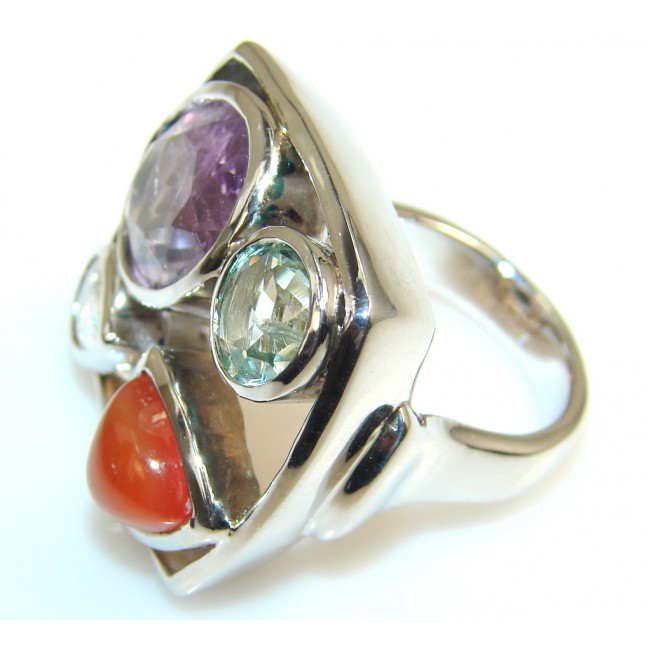 Mgnificent Amazing Multigem Sterling Silver Ring s. 8