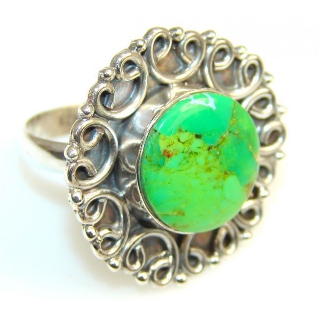 Fantastic Turquoise Sterling Silver Ring s. 11 1/2
