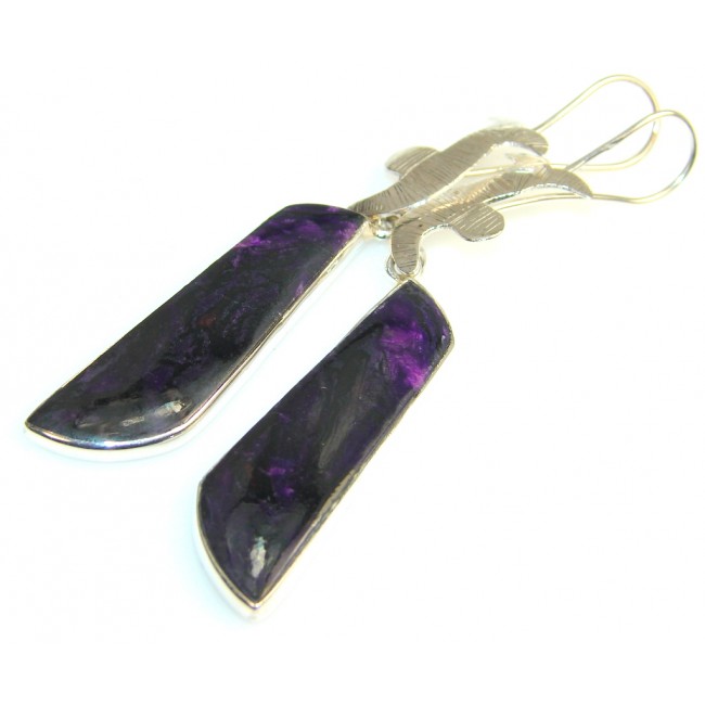 Awesome Deep Purple Charoite Sterling Silver earrings