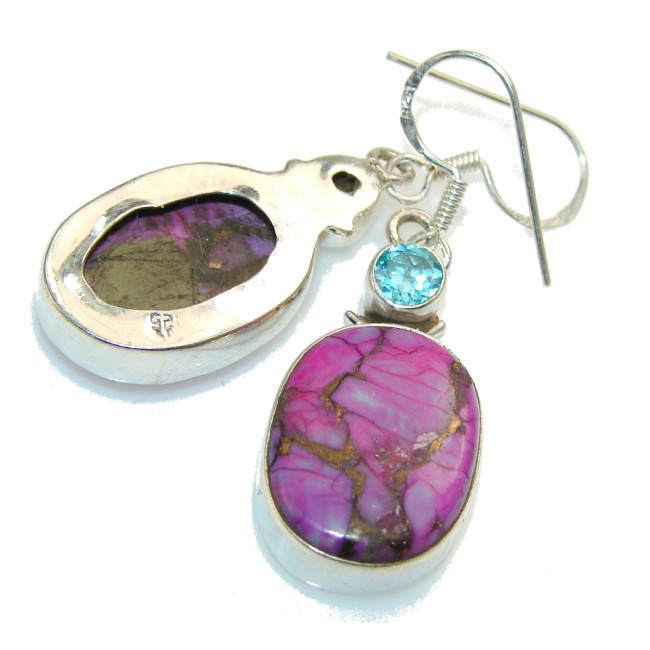 Purple Spell!! Copper Turquoise Sterling Silver earrings