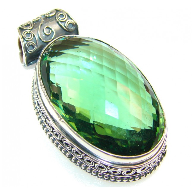 Lime Treasure!! Green Quartz Sterling Silver Pendant