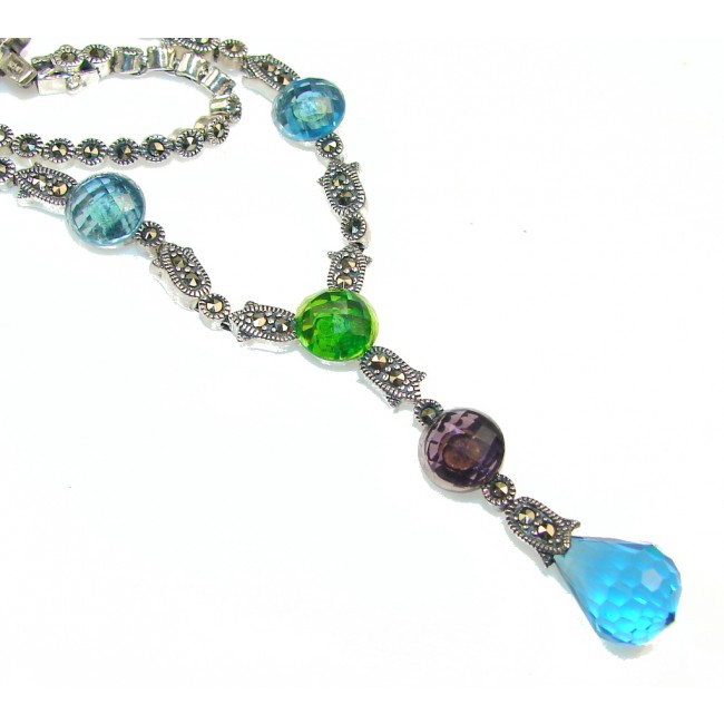 Touch Of Life!! Multicolor Quartz Sterling Silver necklace