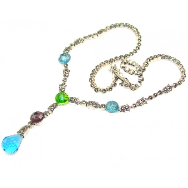 Touch Of Life!! Multicolor Quartz Sterling Silver necklace