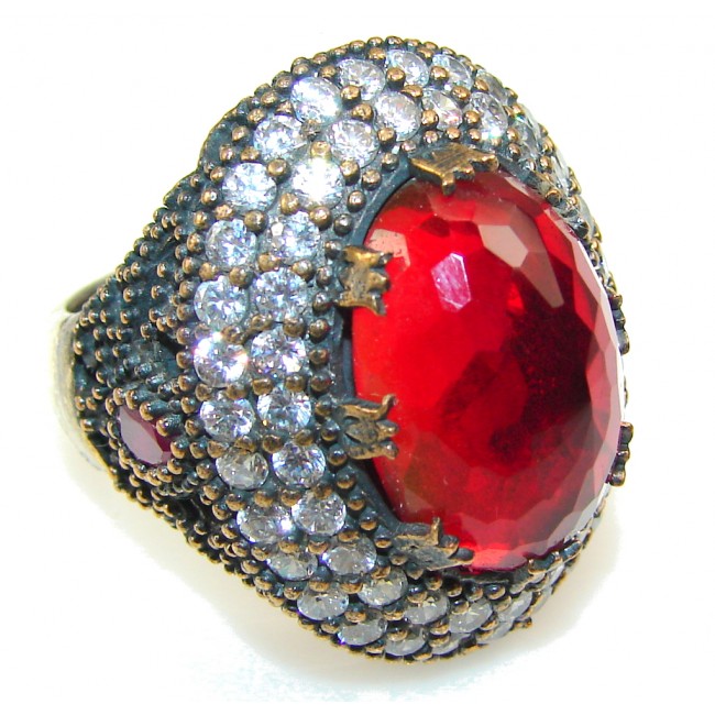 Gorgeous Red Quartz Sterling Silver Ring s. 6