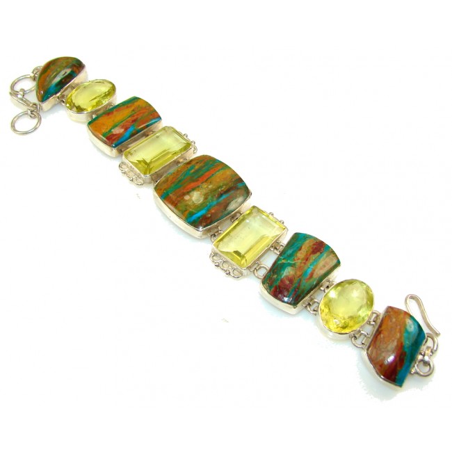 Most Clever!! Natural Peruvian Opal Sterling Silver Bracelet
