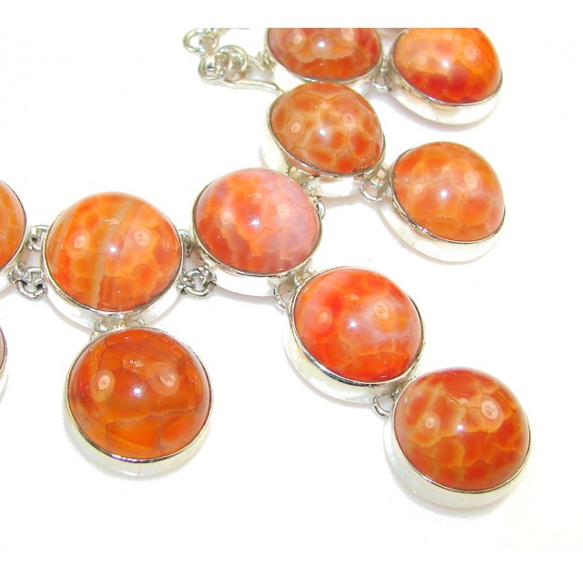 Natural Mexican Fire Agate Sterling Silver necklace