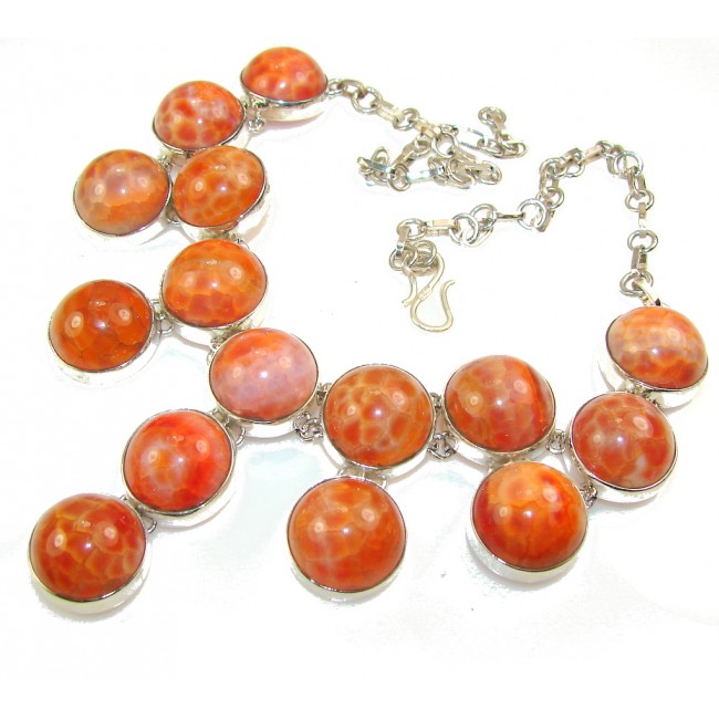 Natural Mexican Fire Agate Sterling Silver necklace