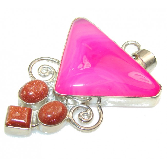 Amazing Color Of Pink Botswana Agate Sterling Silver Pendant