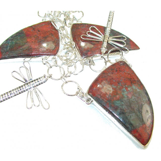 Excellent Red Sonora Jasper Sterling Silver Necklace