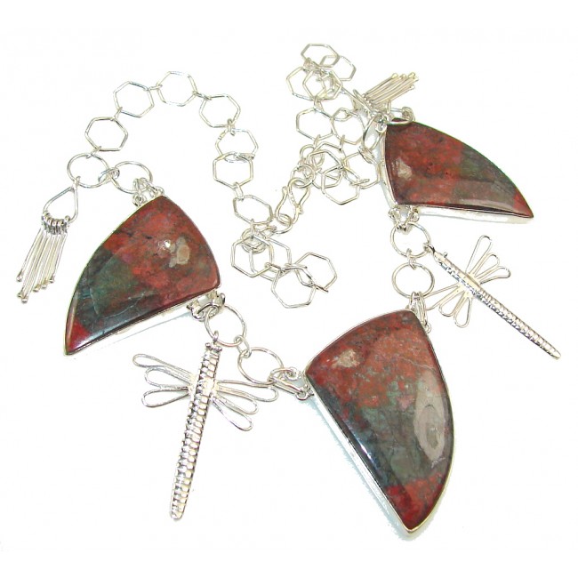 Excellent Red Sonora Jasper Sterling Silver Necklace