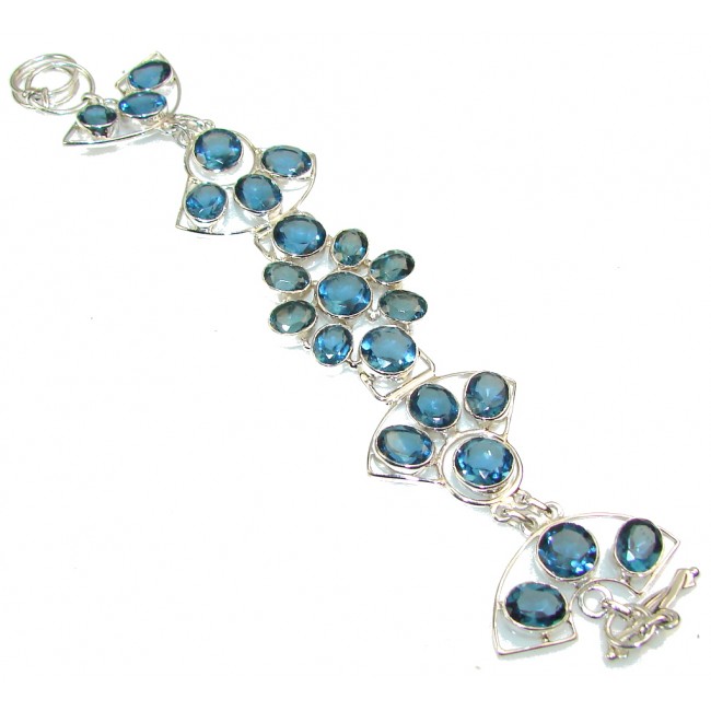 Created London Blue Topaz Sterling Silver Bracelet