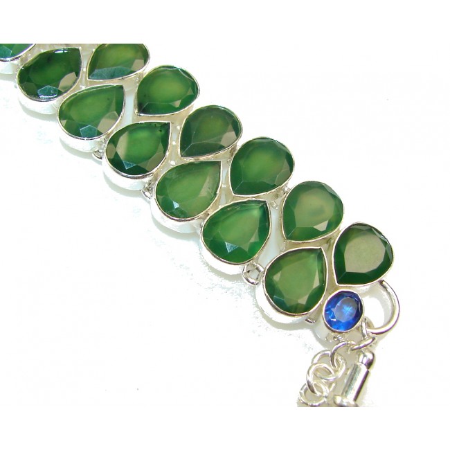Natural Beauty!! Green Aventurine Sterling Silver Bracelet