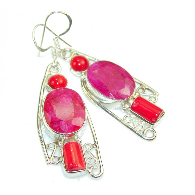 Tropical Pink Ruby Sterling Silver earrings