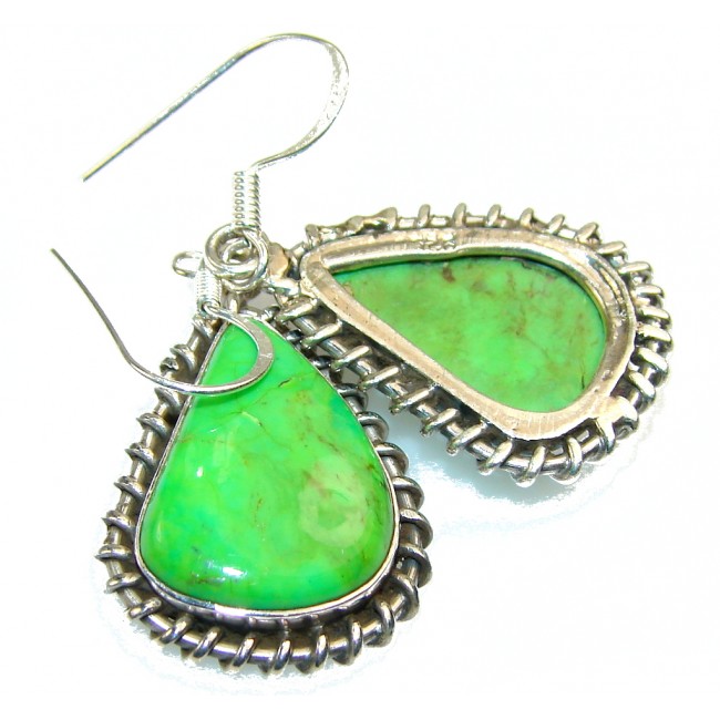 Natural Green Turquoise Sterling Silver earrings