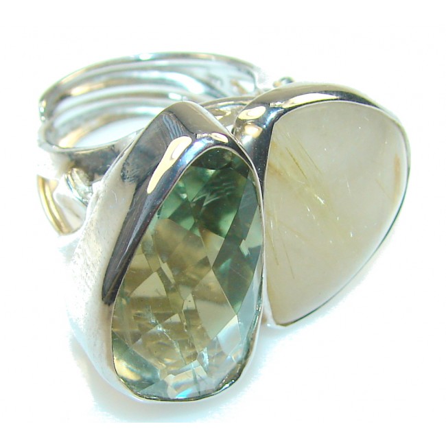 Perfect Green Amethyst Sterling Silver ring s. 7 - Adjustable