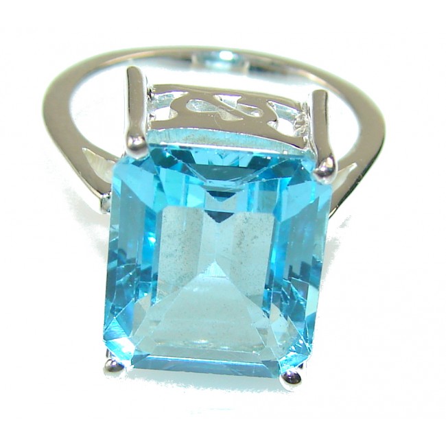 Natural Blue Topaz Sterling Silver Ring s. 7 1/4