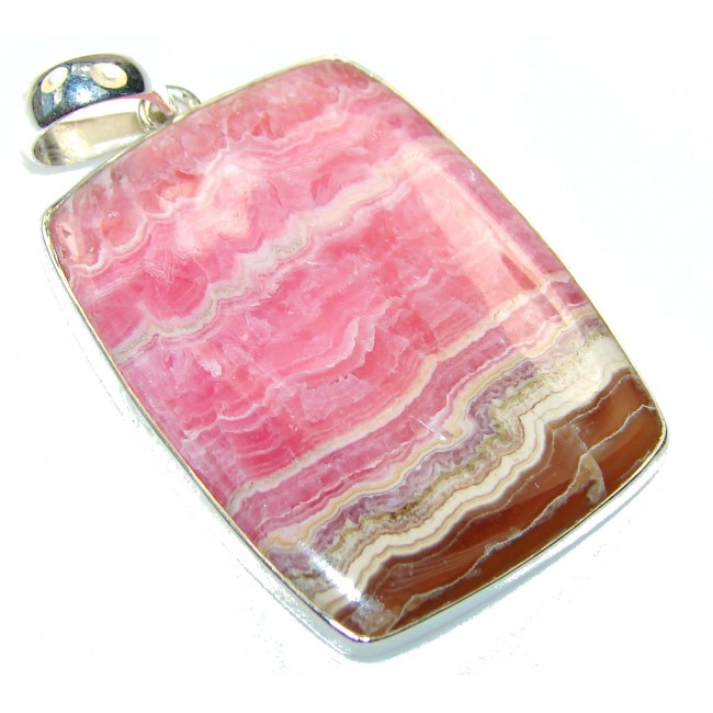 Natural Argentinian Pink Rhodochrosite Sterling Silver Pendant