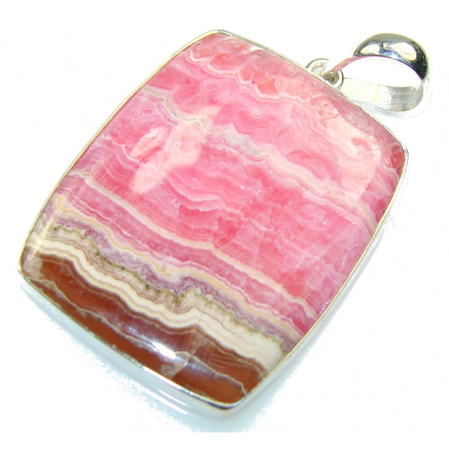 Natural Argentinian Pink Rhodochrosite Sterling Silver Pendant