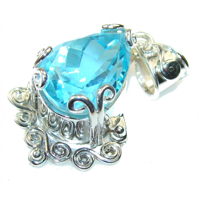 Natural Swiss Blue Topaz Sterling Silver Pendant