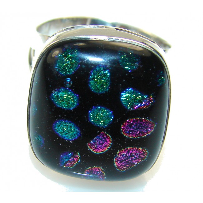 Amazing Mexican Dichroic Glass Sterling Silver ring s. 11