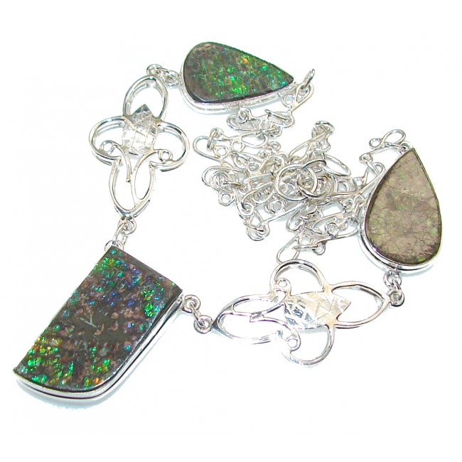 Green Love Attraction!! Ammolite Sterling Silver necklace