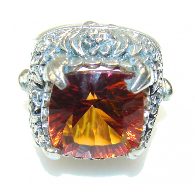 Lovely Red Mystic Topaz Sterling Silver ring; s. 6