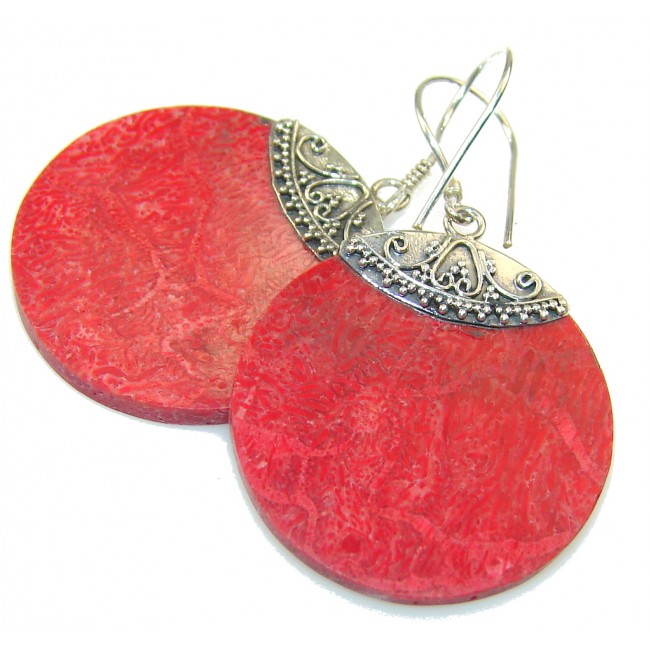 Excellent Fossilized Coral Sterling Silver earrings