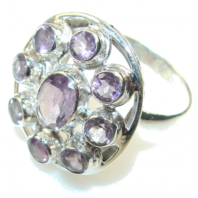 Delicate Purple Amethyst Sterling Silver ring s. 10