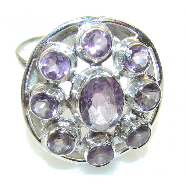 Delicate Purple Amethyst Sterling Silver ring s. 10