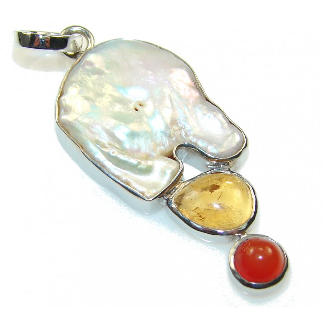 Classy Mother Of Pearl Sterling Silver Pendant
