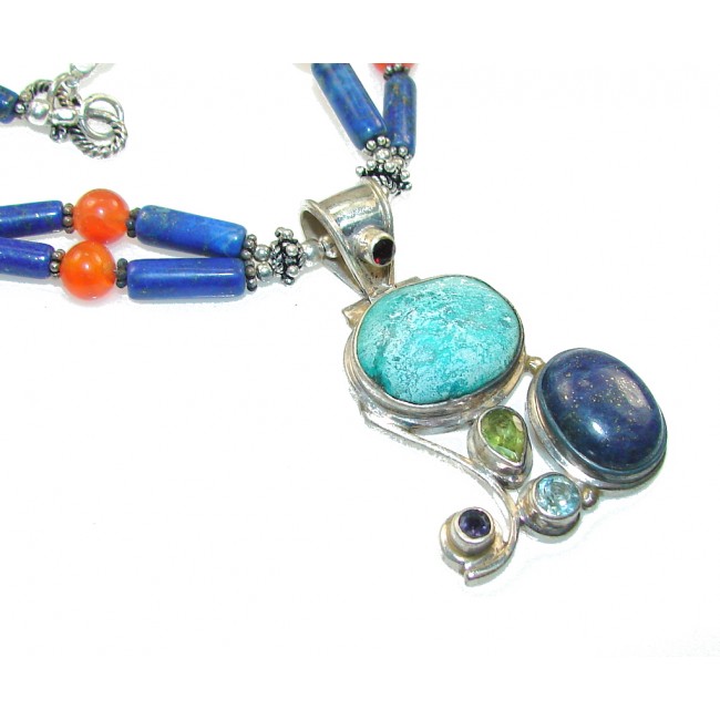 Vintage Style!! Blue Turquoise Sterling Silver necklace