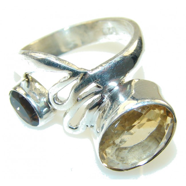 Delicate Yellow Citrine Sterling Silver Ring s. 7 1/4