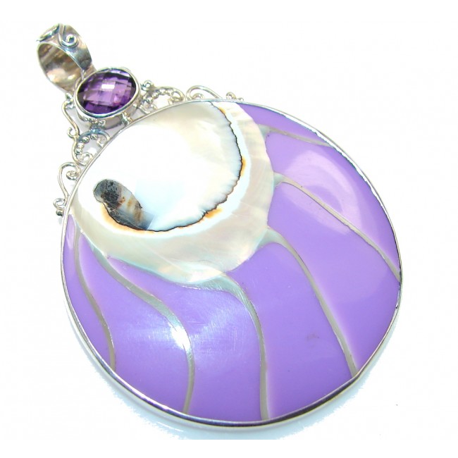 Excelleny Purple Ocean Shell Sterling Silver Pendant