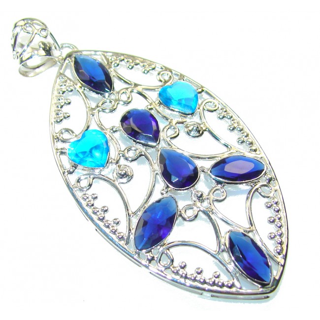 Fabulous Blue Sapphire Quartz Sterling Silver Pendant