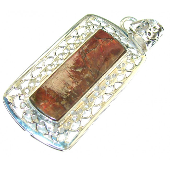 Secret Red Ammolite Sterling Silver Pendant