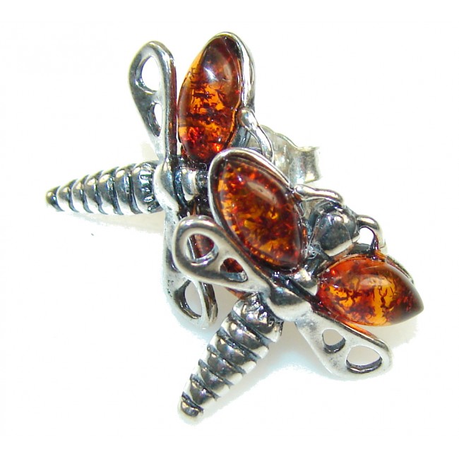 Precious Design!! Polish Amber Sterling Silver earrings