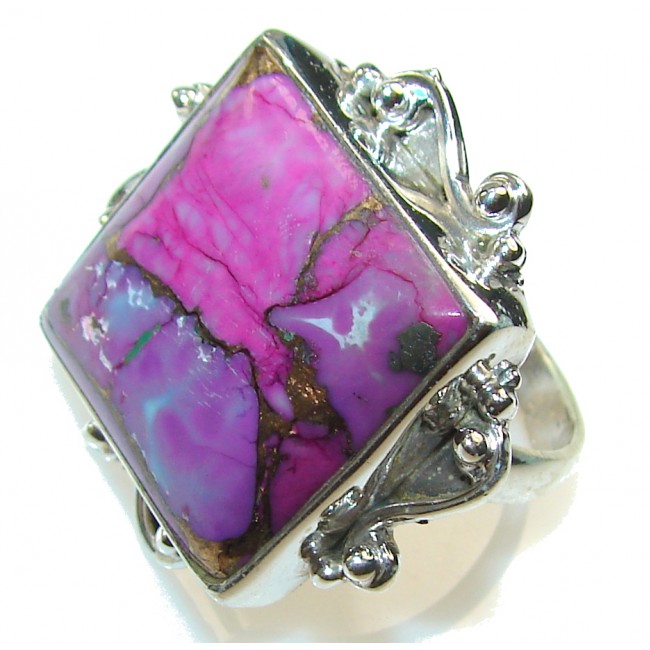 Purple Copper Turquoise Sterling Silver Ring s. 11