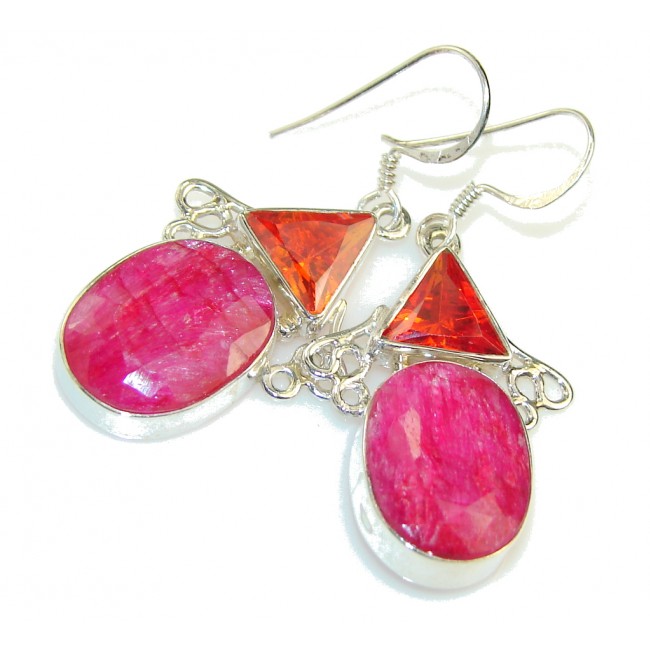 Precious!! Pink Ruby Sterling Silver earrings