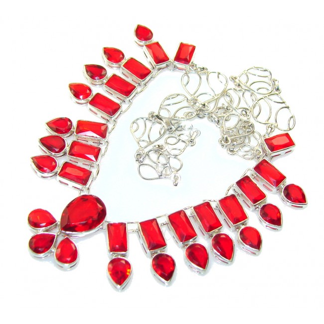 Lovely Design Of Red Quartz Sterling Silver necklace