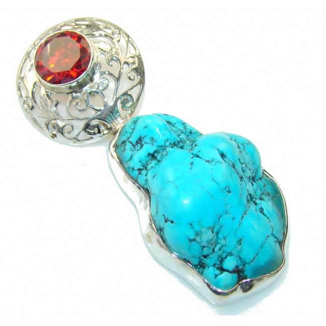 Classic Blue Turquoise Sterling Silver Pendant