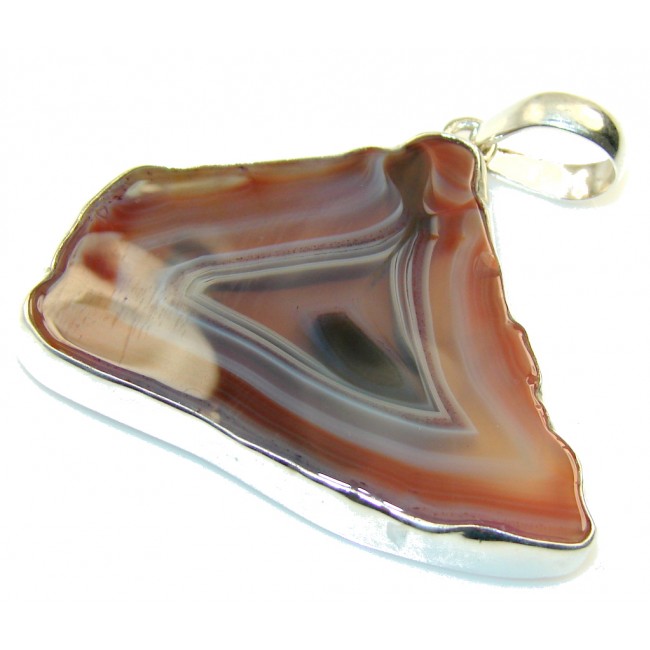 Stylish Design!! Brown Agate Sterling Silver pendant